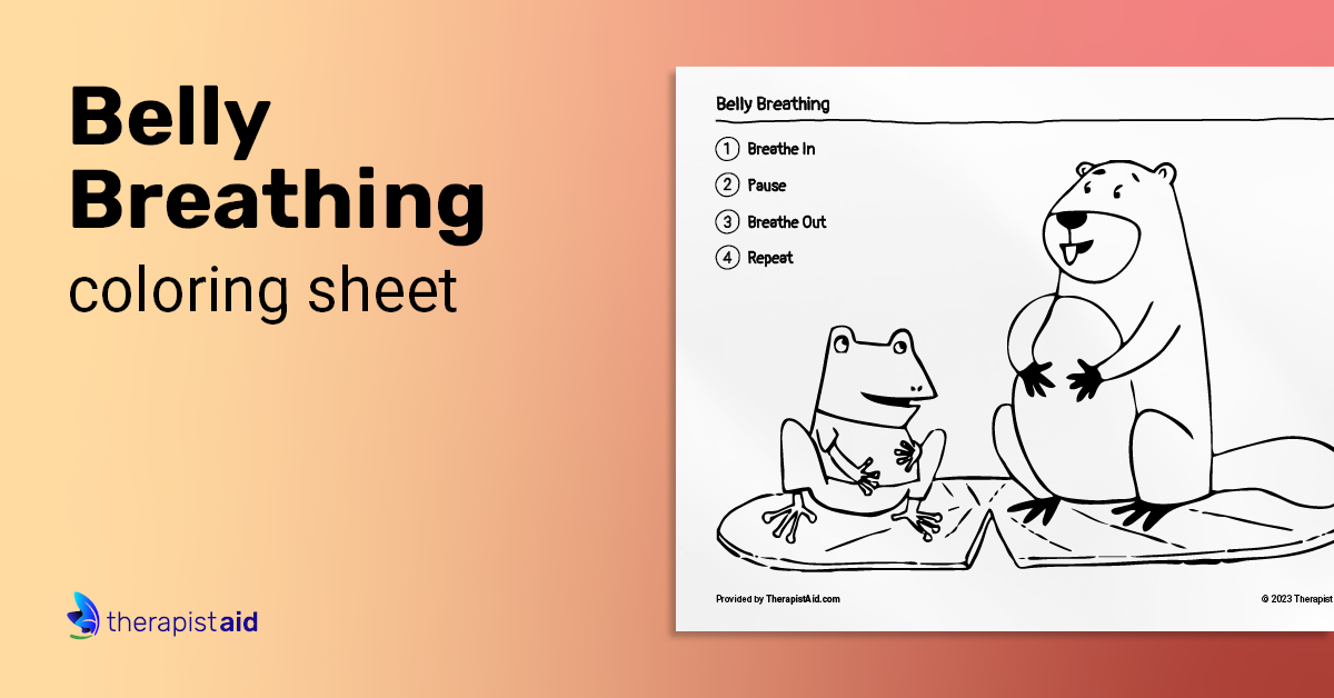 Belly Breathing Coloring Sheet | Worksheet | Therapist Aid