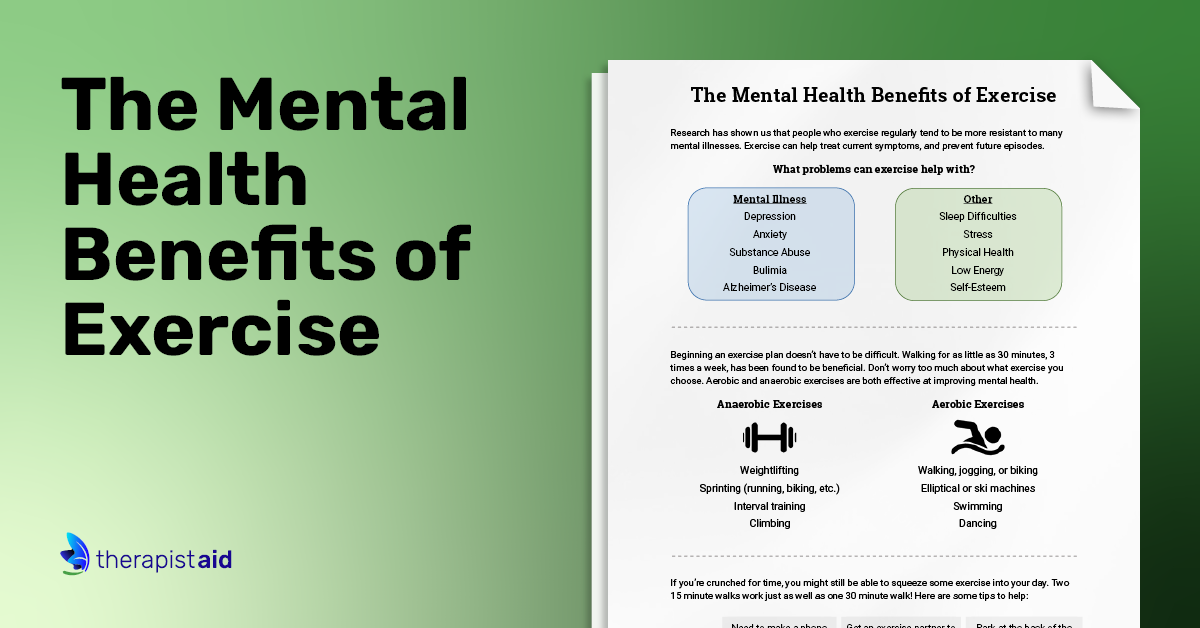 Mental Health Benefits of Exercise, Worksheet