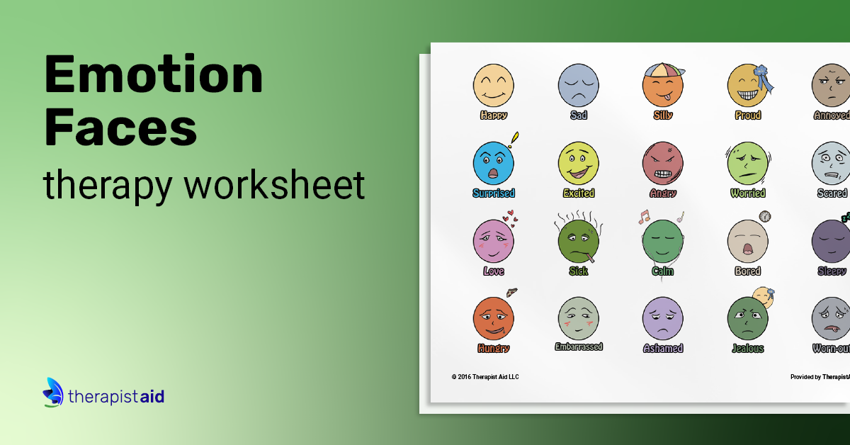 Printable Emotion Faces Worksheet Therapist Aid