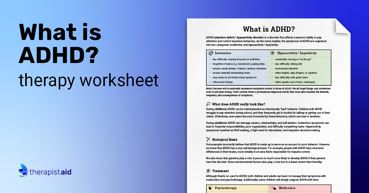 What is ADD / ADHD? (Worksheet) | Therapist Aid