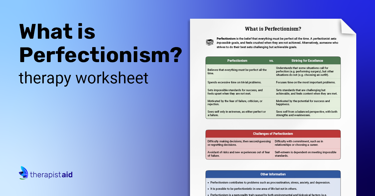 What is Perfectionism? (Worksheet) | Therapist Aid